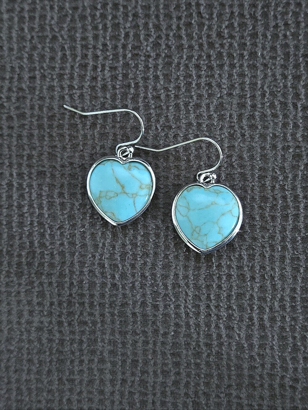 Iris & Lily Turquoise Heart🩵 with Copper Veins Drop⬇️ Earrings - Picture 2 of 13
